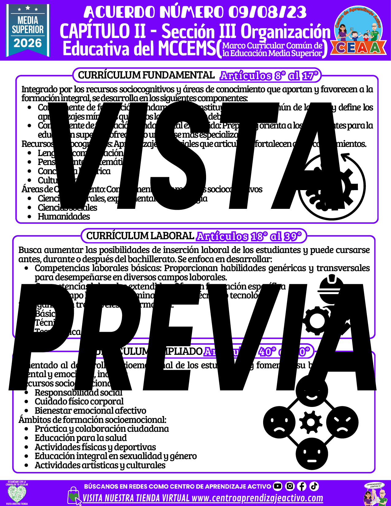 Infografía ACUERDO NÚMERO 09/08/23 - CAPÍTULO II MCCEMS: Sección III Organización Educativa del MCCEMS - MEDIA SUPERIOR