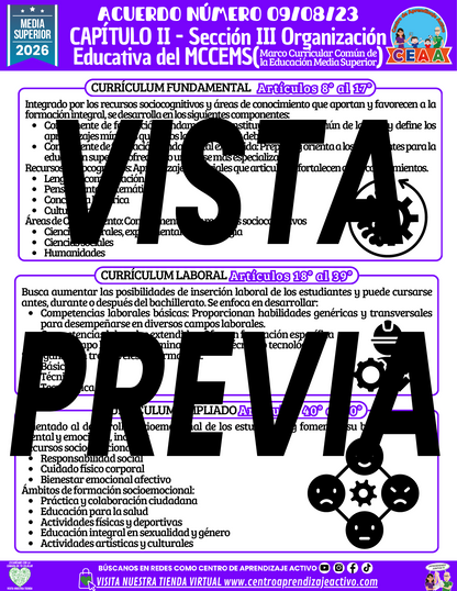 Infografía ACUERDO NÚMERO 09/08/23 - CAPÍTULO II MCCEMS: Sección III Organización Educativa del MCCEMS - MEDIA SUPERIOR
