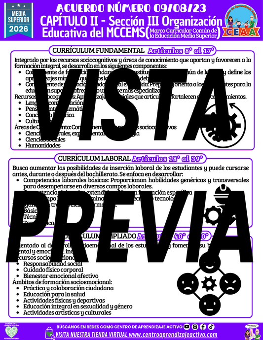 Infografía ACUERDO NÚMERO 09/08/23 - CAPÍTULO II MCCEMS: Sección III Organización Educativa del MCCEMS - MEDIA SUPERIOR