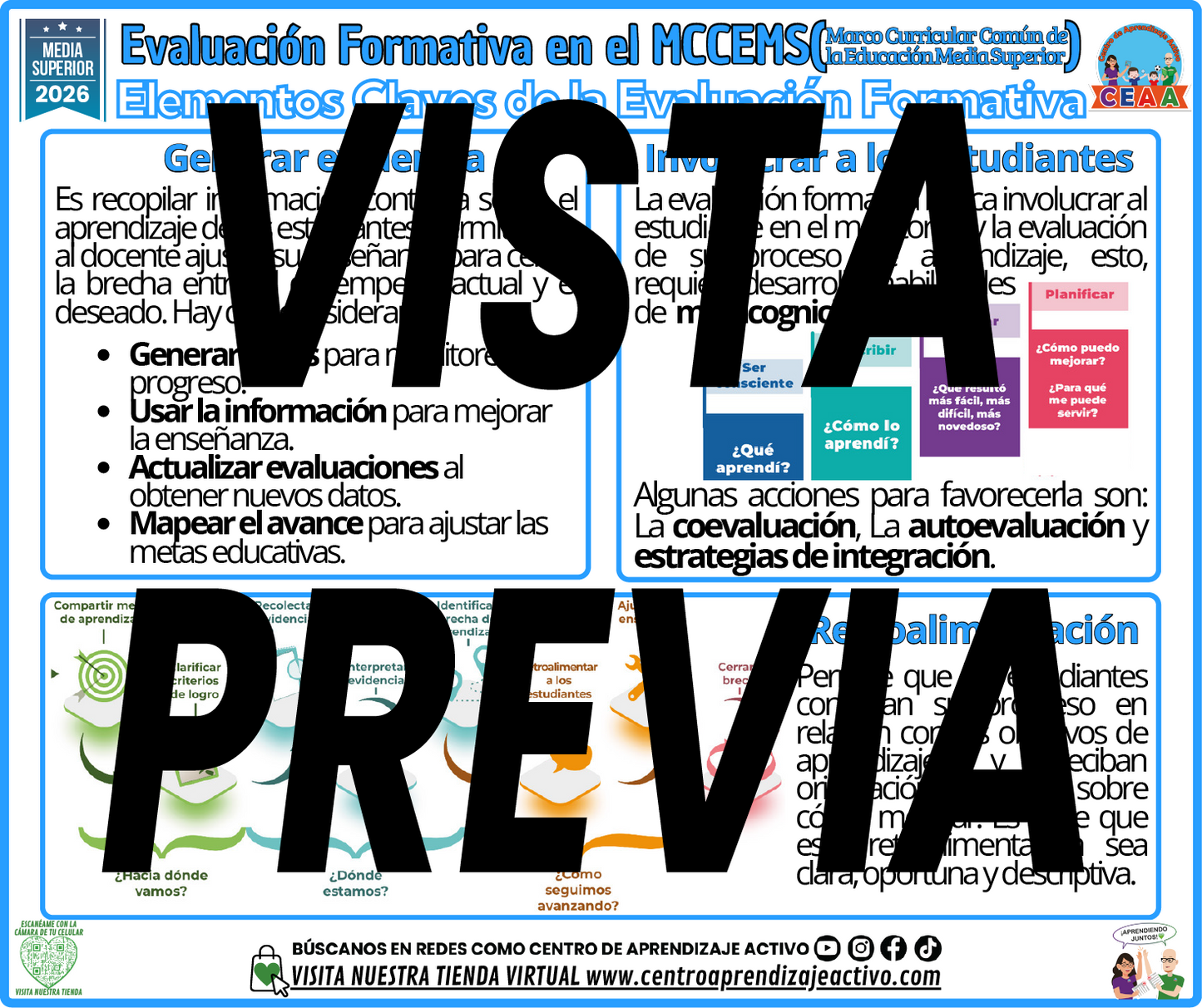 Infografía EVALUACIÓN FORMATIVA EN EL MCCEMS - ELEMENTOS CLAVE DE LA EVALUACIÓN FORMATIVA - MEDIA SUPERIOR