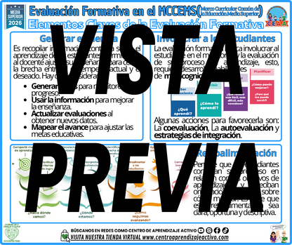 Infografía EVALUACIÓN FORMATIVA EN EL MCCEMS - ELEMENTOS CLAVE DE LA EVALUACIÓN FORMATIVA - MEDIA SUPERIOR
