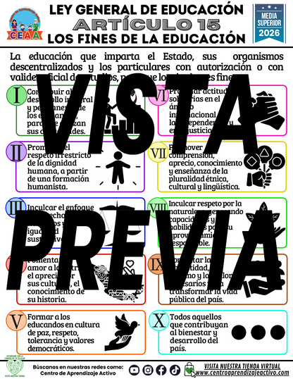 Infografía LEY GENERAL DE EDUCACIÓN - ARTÍCULO 15 - Los fines de la educación - MEDIA SUPERIOR