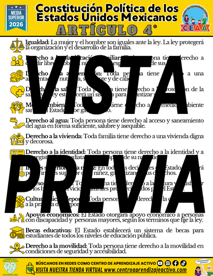 Infografía Constitución Política de los Estados Unidos Mexicanos: Artículo 4° - MEDIA SUPERIOR