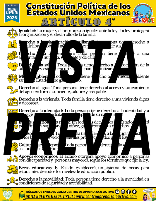 Infografía Constitución Política de los Estados Unidos Mexicanos: Artículo 4° - MEDIA SUPERIOR