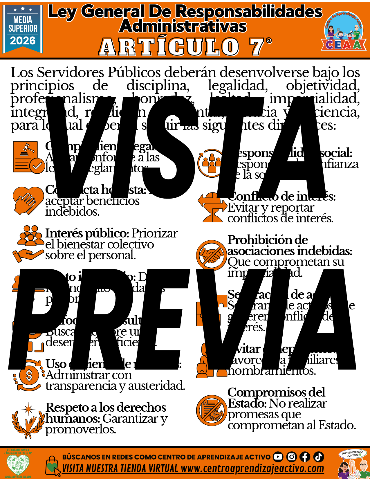 Infografía Ley General De Responsabilidades Administrativas - Artículo 7 - MEDIA SUPERIOR