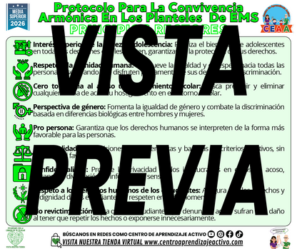 Infografía Protocolo Para La Convivencia Armónica En Los Planteles De EMS - PRINCIPIOS RECTORES - MEDIA SUPERIOR