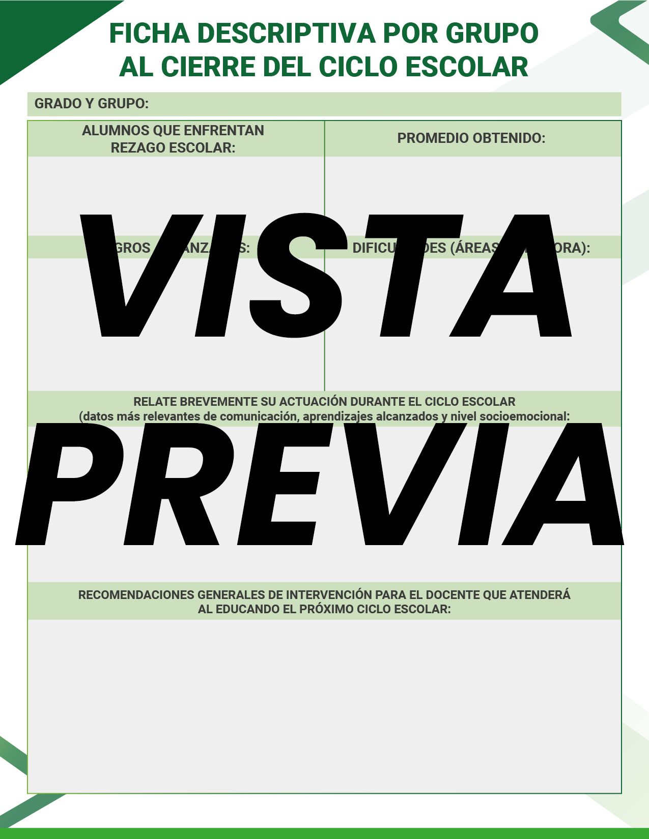 Agenda Formal Verde DIRECTOR Primaria