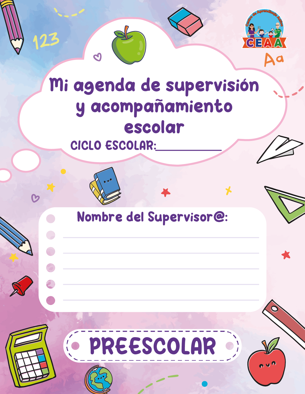 Agenda Colorida SUPERVISOR Preescolar