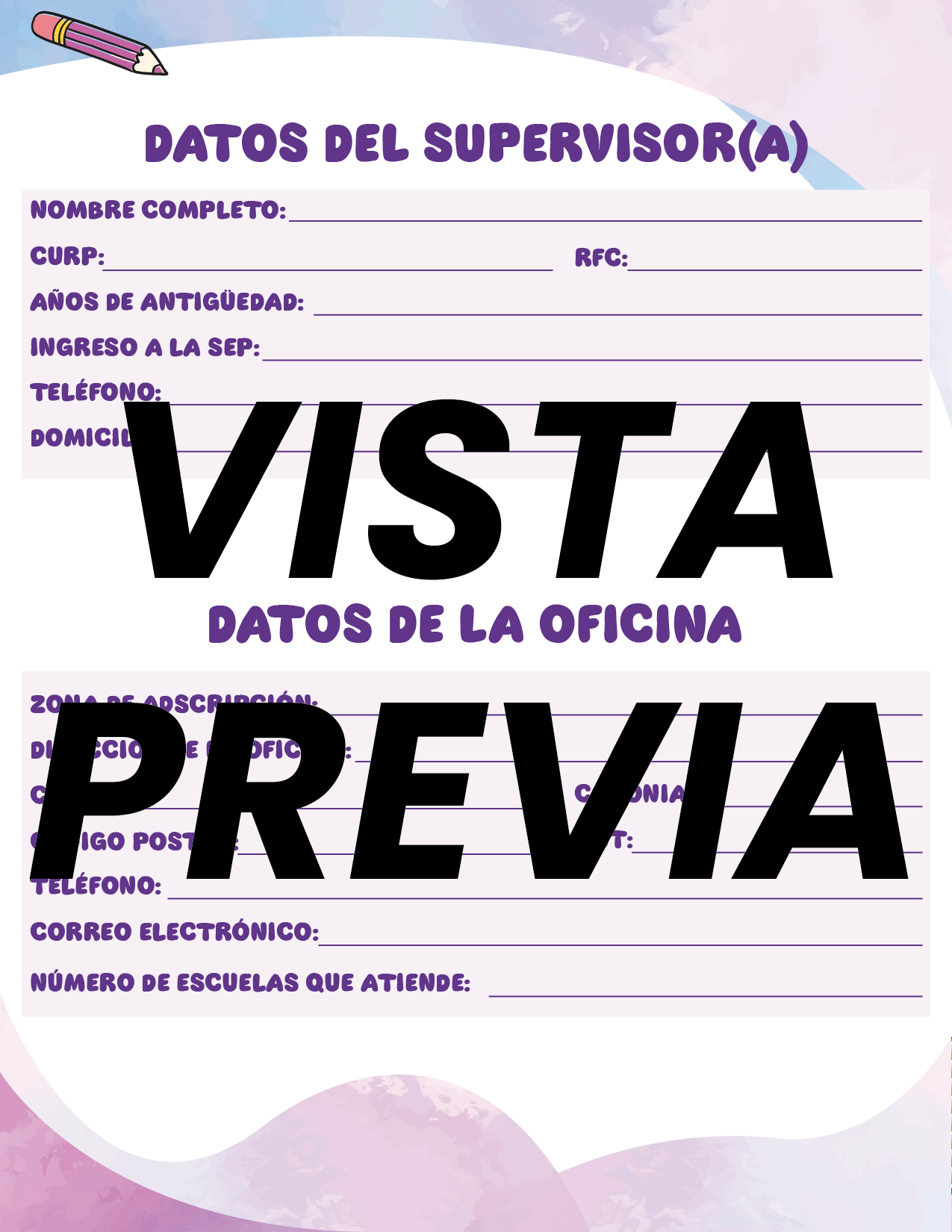 Agenda Colorida SUPERVISOR Preescolar