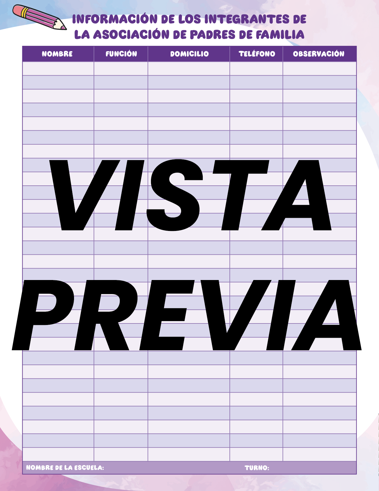 Agenda Colorida SUPERVISOR Preescolar