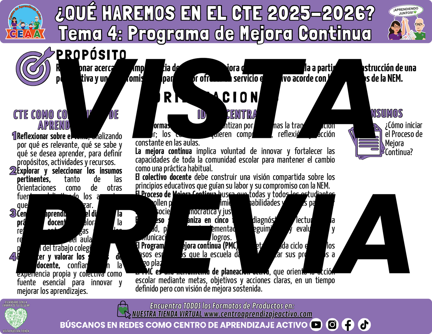 Infografía ¿Qué Haremos en la Sesión CTE? TEMA 4: PROGRAMA DE MEJORA CONTINUA