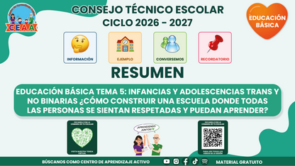Resumen CTE del Tema 5 Educación Básica: INFANCIAS Y ADOLESCENCIAS TRANS Y NO BINARIAS ¿CÓMO CONSTRUIR UNA ESCUELA DONDE TODAS LAS PERSONAS SE SIENTAN RESPETADAS Y PUEDAN APRENDER? en PDF