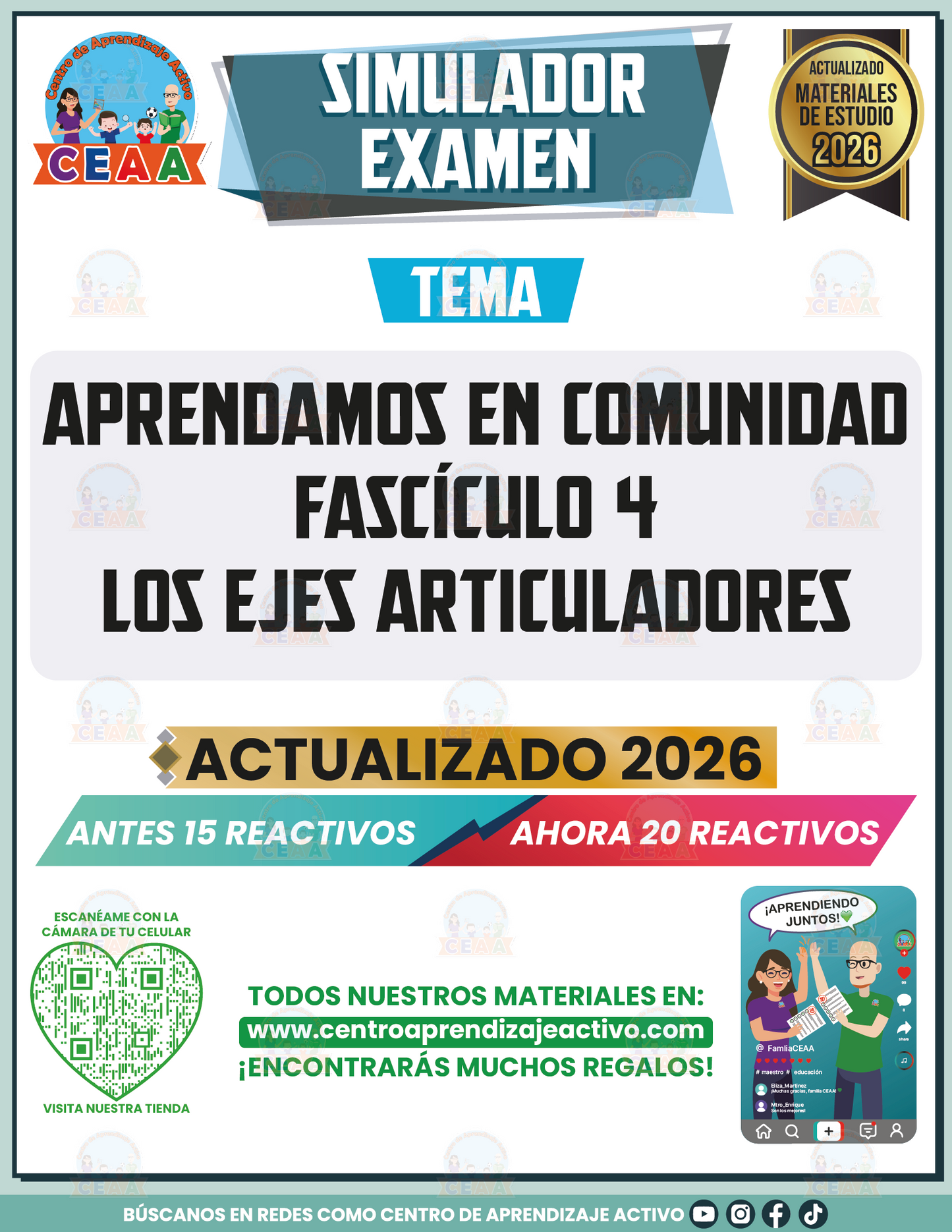 Simulador de Examen - Aprendamos en Comunidad Fascículo 4 Los Ejes Articuladores en PDF
