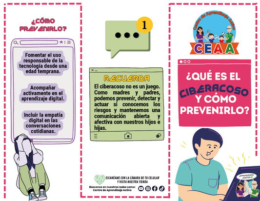 Tríptico ¿QUÉ ES EL CIBERACOSO Y CÓMO PREVENIRLO? (Editable en PowerPoint)