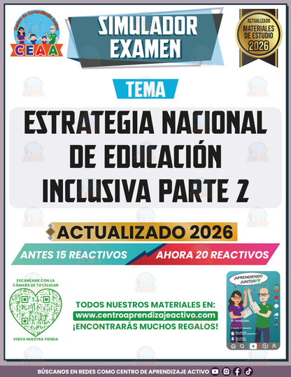 Simulador de Examen - Estrategia Nacional de Educación Inclusiva Parte 2 en PDF