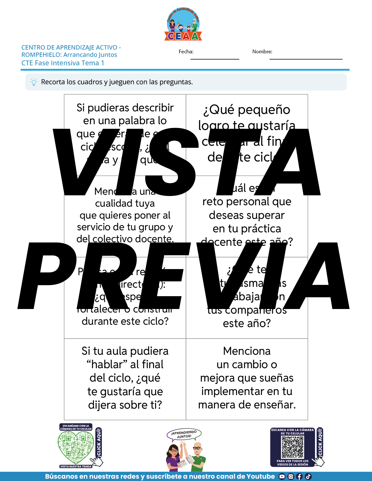 Juegos de Estudio para Imprimir CTE Fase Intensiva Tema 1 y 2 en PDF