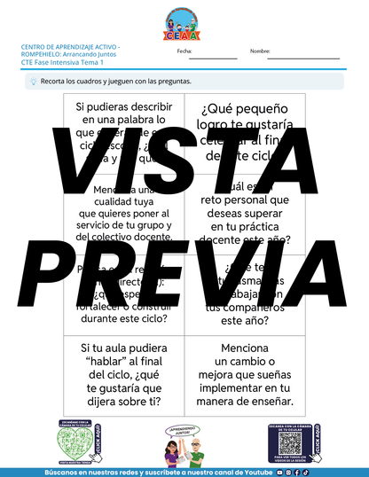 Juegos de Estudio para Imprimir CTE Fase Intensiva Tema 1 y 2 en PDF