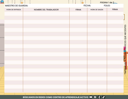 Libro de Asistencia del Personal de la Escuela V2 en PDF