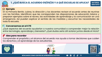 Resumen CTE Sesión 1 Tema: NUEVO ACUERDO 09/09/26 SOBRE EL USO RESPONSABLE Y SEGURO DE DISPOSITIVOS DIGITALES PERSONALES Y TECNOLOGÍAS DE APRENDIZAJE ¿QUÉ NOS CORRESPONDE HACER COMO ESCUELA? en PDF