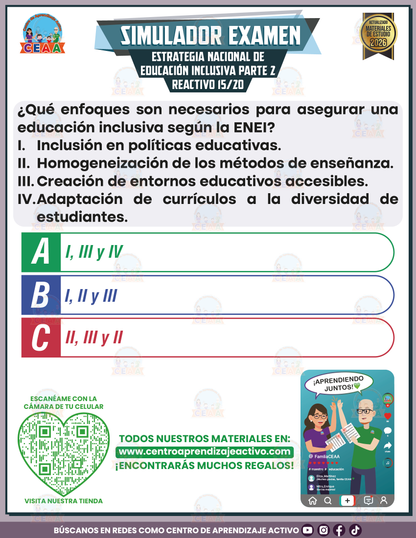 Simulador de Examen - Estrategia Nacional de Educación Inclusiva Parte 2 en PDF