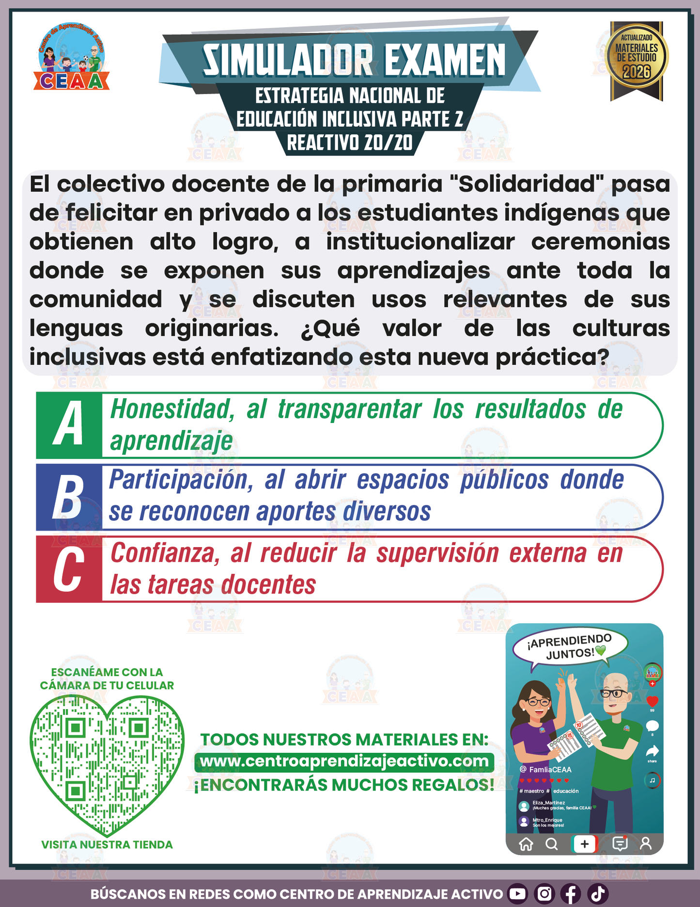Simulador de Examen - Estrategia Nacional de Educación Inclusiva Parte 2 en PDF