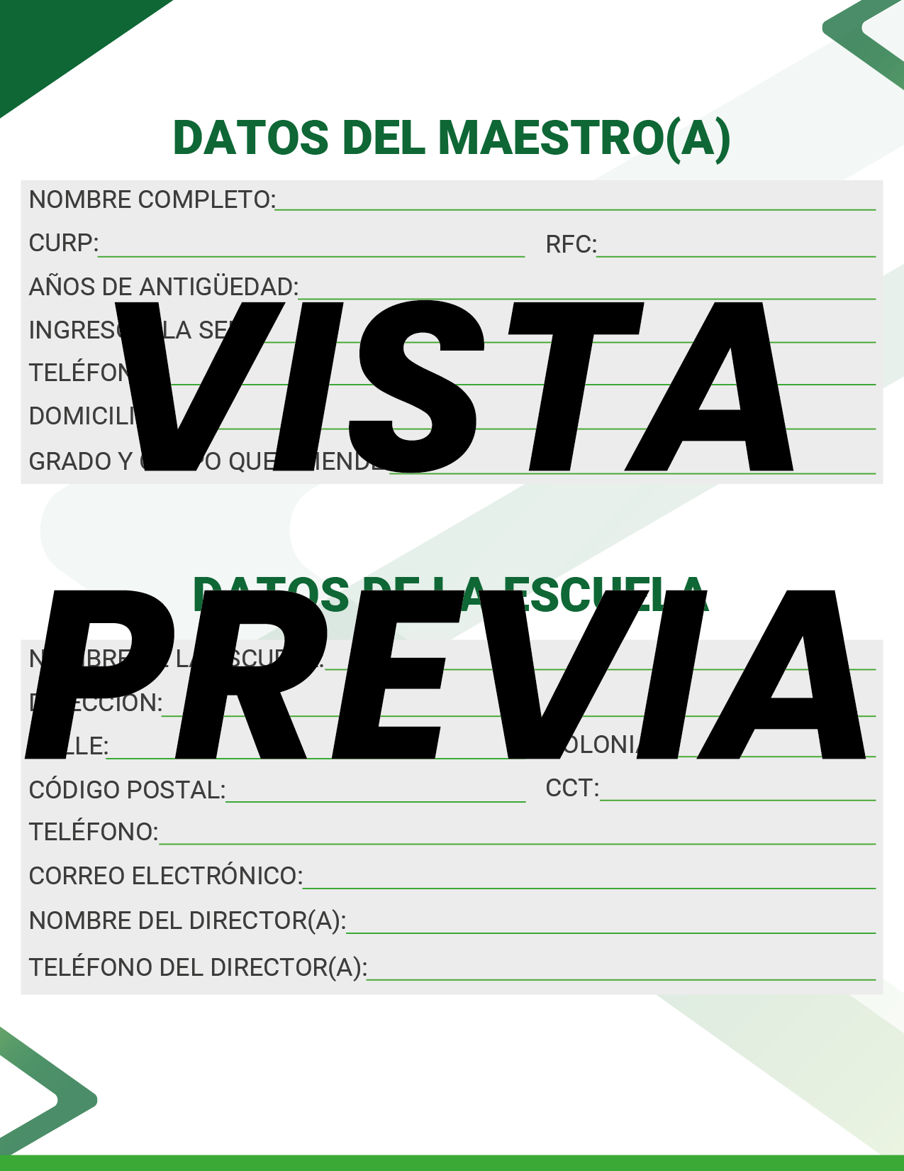 Agenda Formal Verde MAESTRO Secundaria