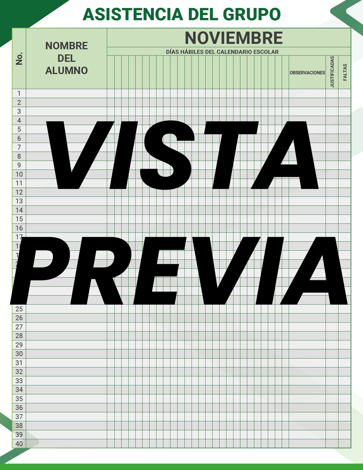 Agenda Formal Verde MAESTRO Secundaria