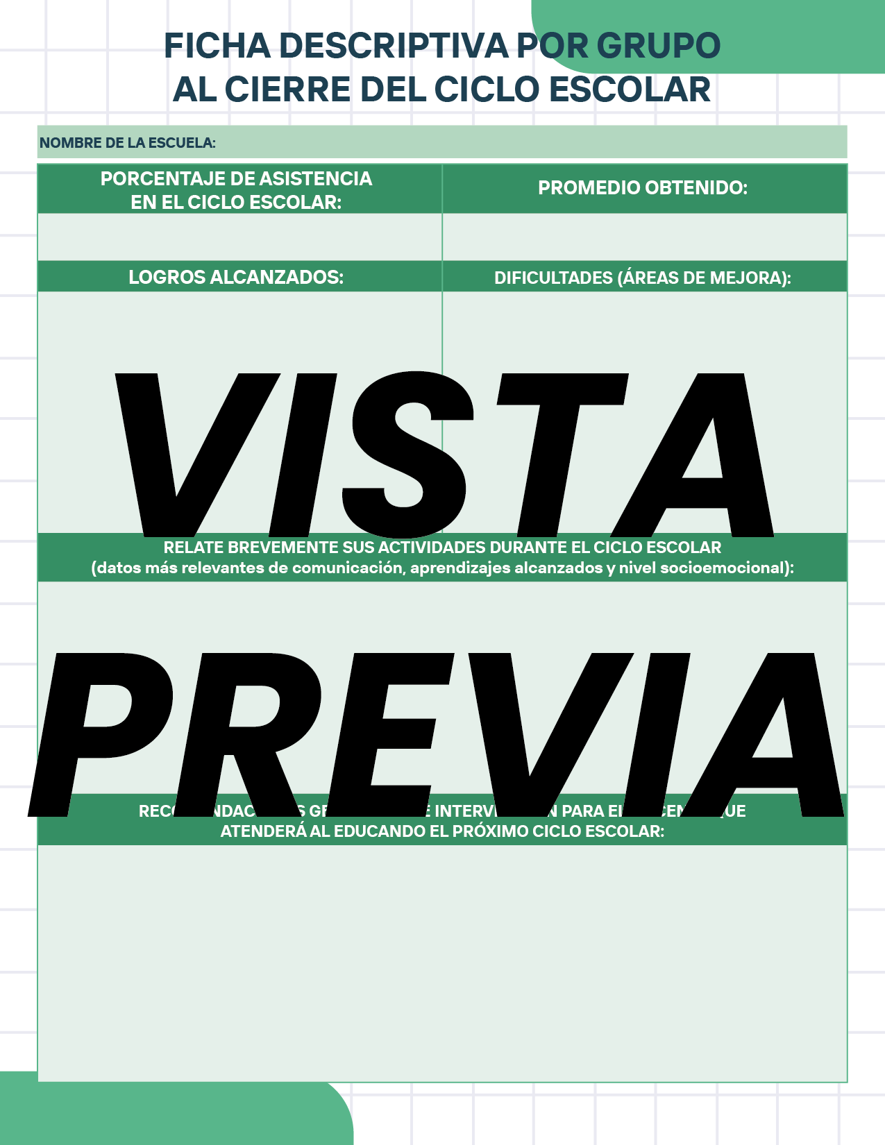 Agenda Cuadros SUPERVISOR Preescolar
