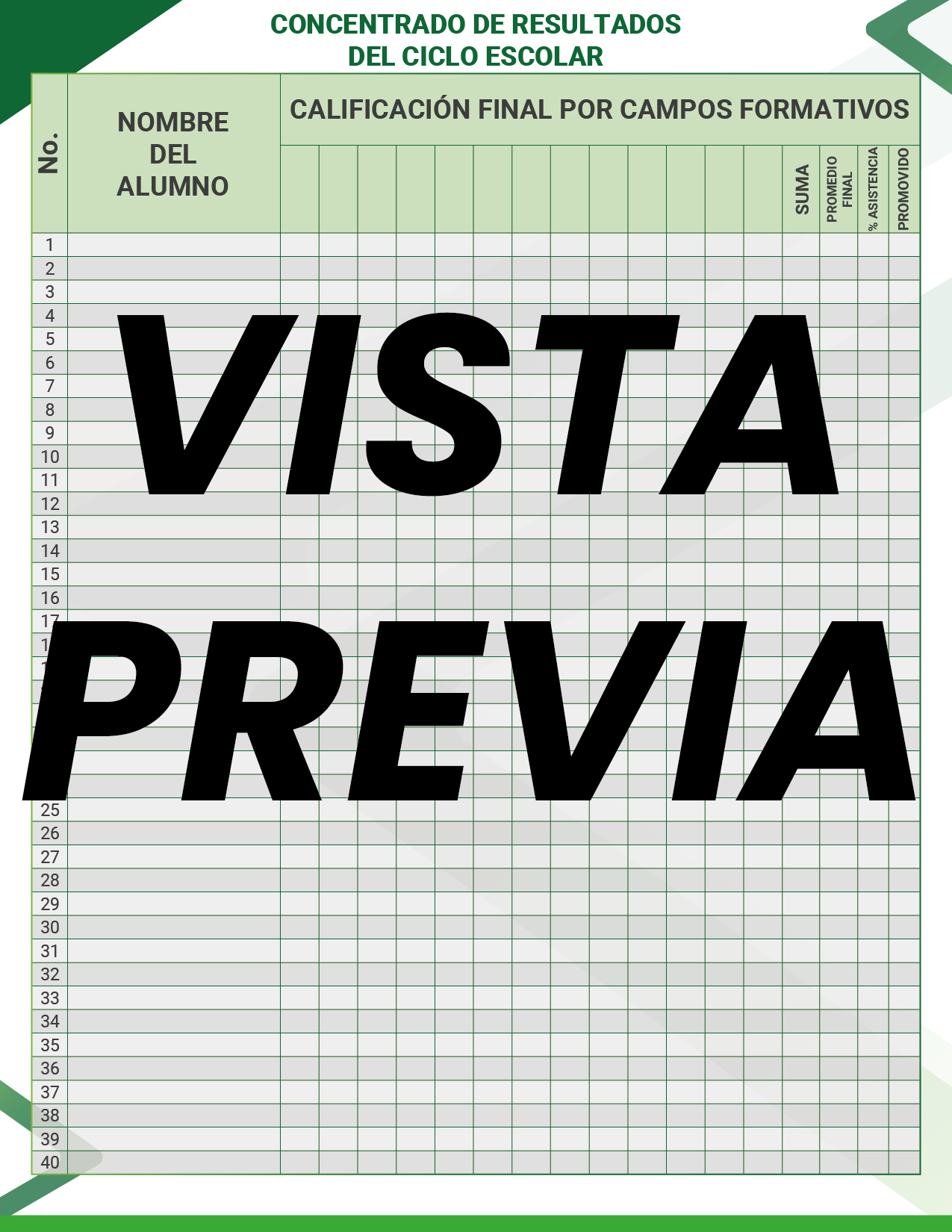 Agenda Formal Verde MAESTRO Primaria