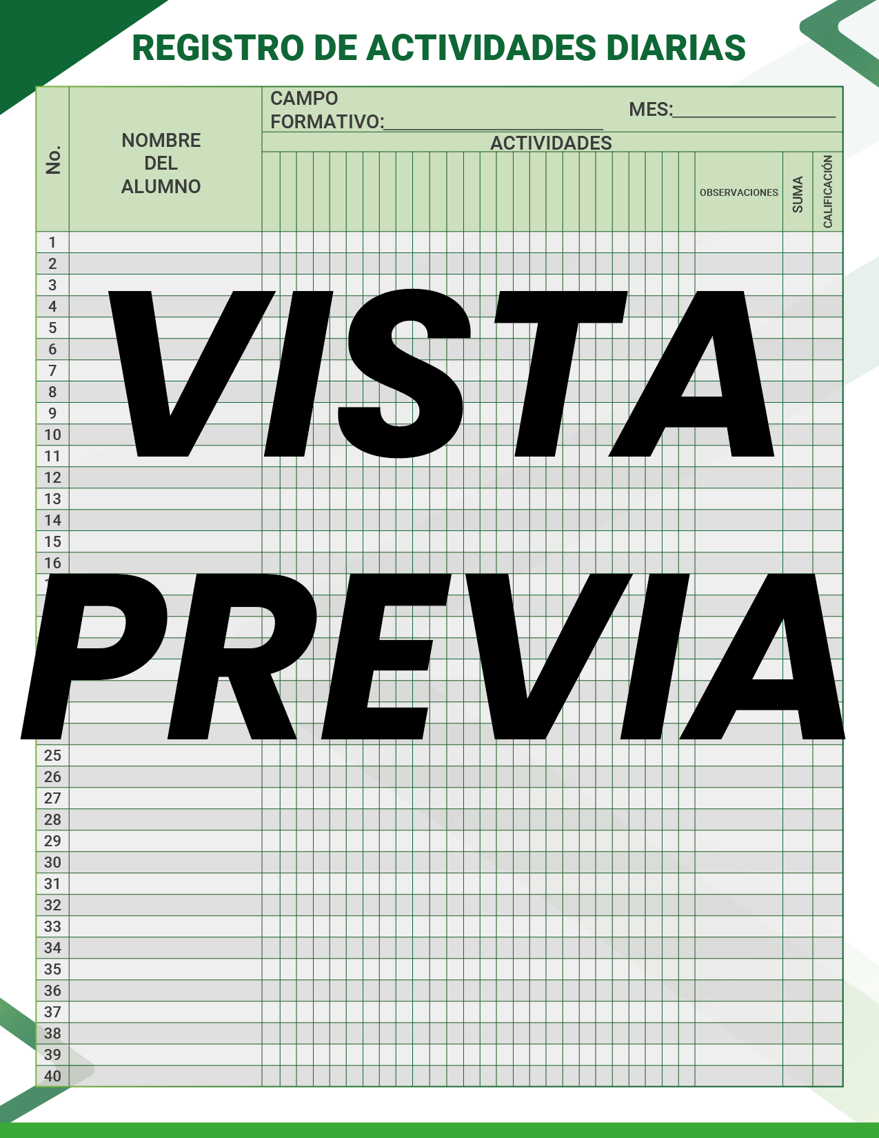 Agenda Formal Verde MAESTRO Primaria