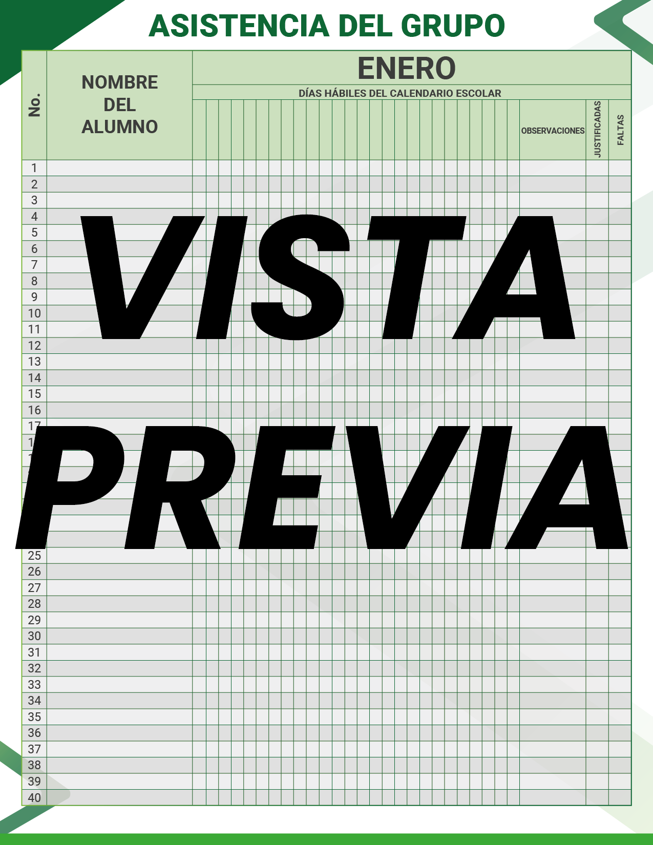 Agenda Formal Verde MAESTRO Primaria