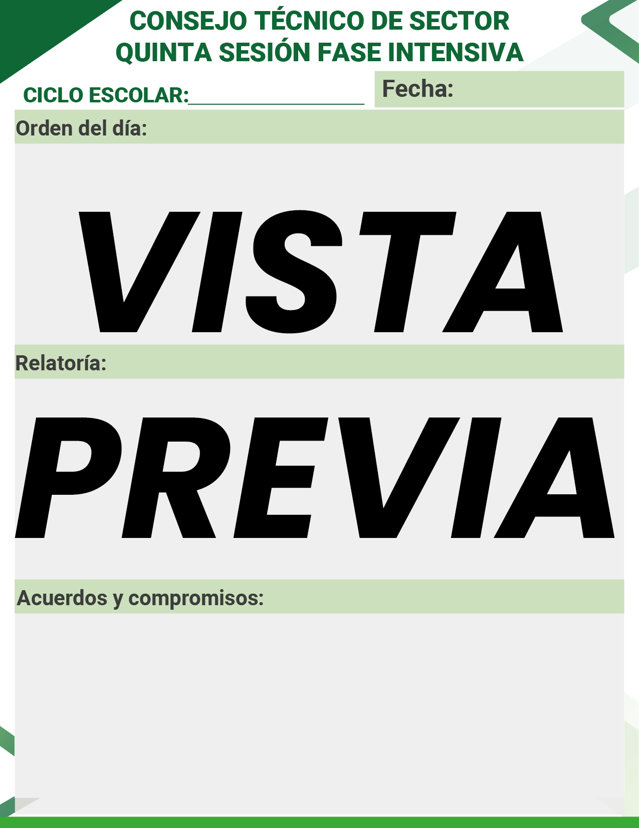 Agenda Formal Verde SUPERVISOR Primaria