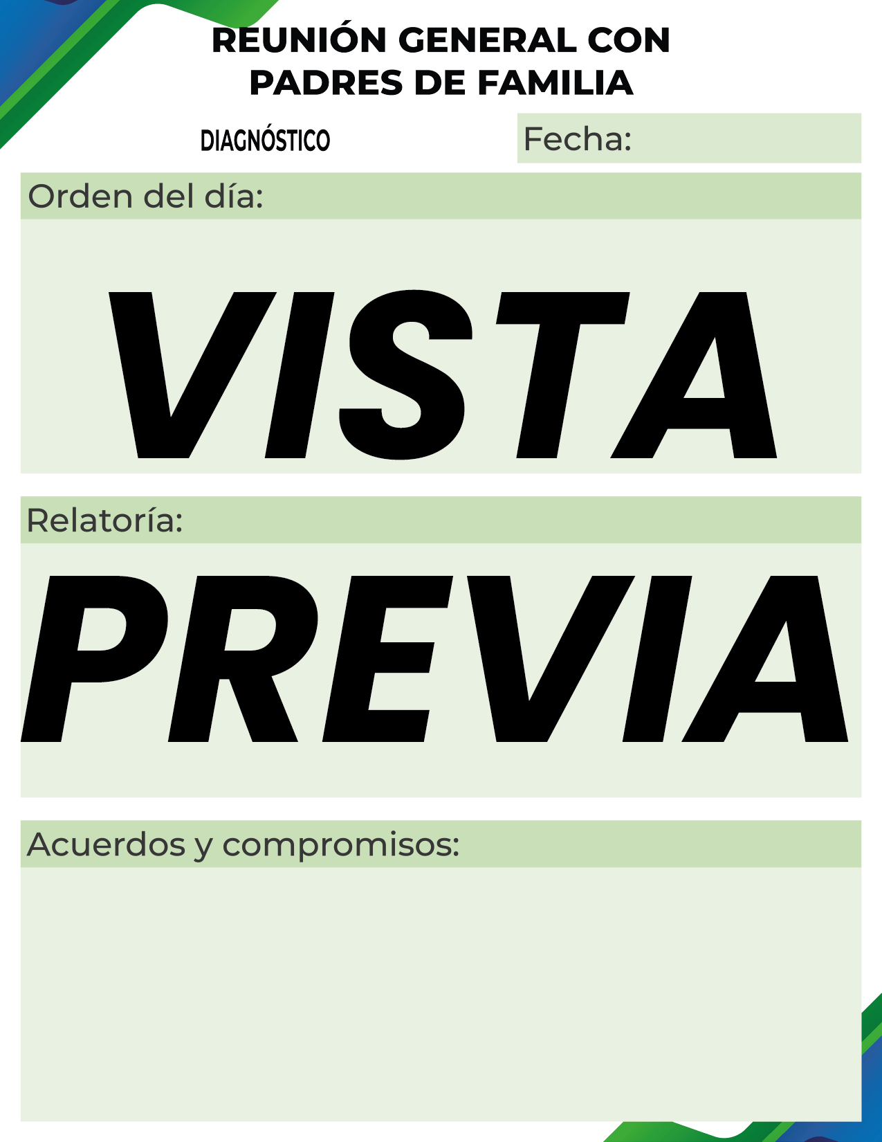 Agenda Formal Verde-azul MAESTRO Primaria