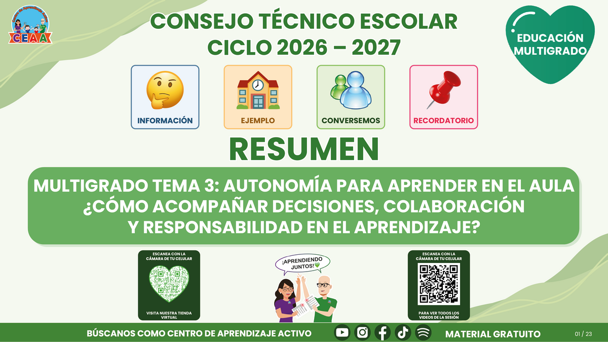 Resumen CTE del Tema 3 Educación Multigrado: AUTONOMÍA PARA APRENDER EN EL AULA ¿CÓMO ACOMPAÑAR DECISIONES, COLABORACIÓN Y RESPONSABILIDAD EN EL APRENDIZAJE? en PDF