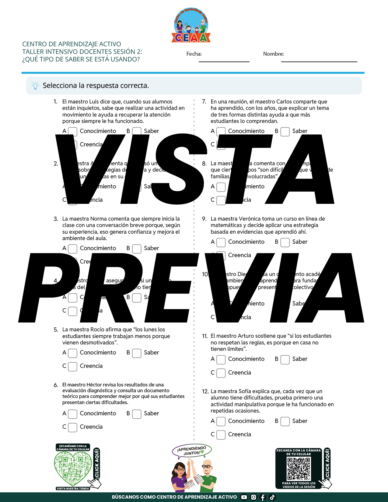 Juegos de Estudio para Imprimir Taller Intensivo Docentes Sesión 2 Enero 2026 en PDF