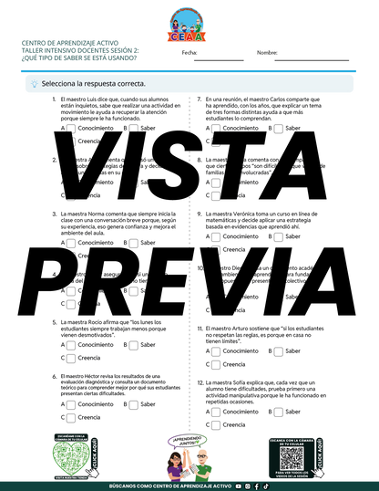 Juegos de Estudio para Imprimir Taller Intensivo Docentes Sesión 2 Enero 2026 en PDF