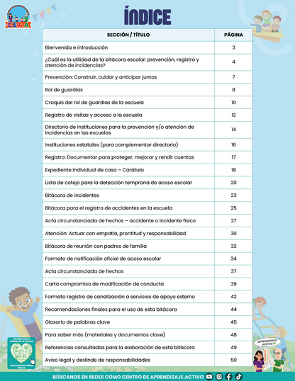 BITÁCORA PARA LA PREVENCIÓN, REGISTRO Y ATENCIÓN DE INCIDENCIAS Y ACOSO ESCOLAR en PDF