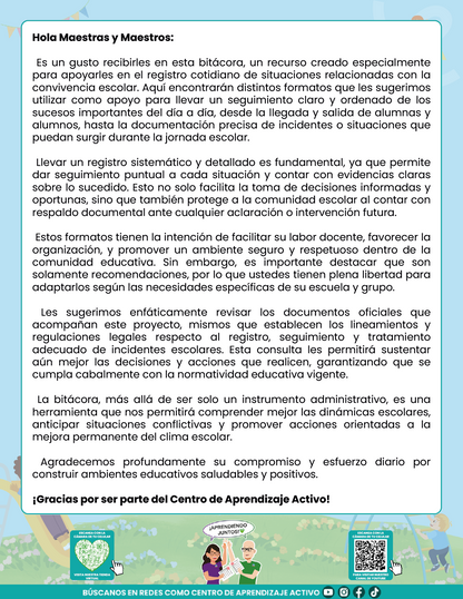 BITÁCORA PARA LA PREVENCIÓN, REGISTRO Y ATENCIÓN DE INCIDENCIAS Y ACOSO ESCOLAR en PDF