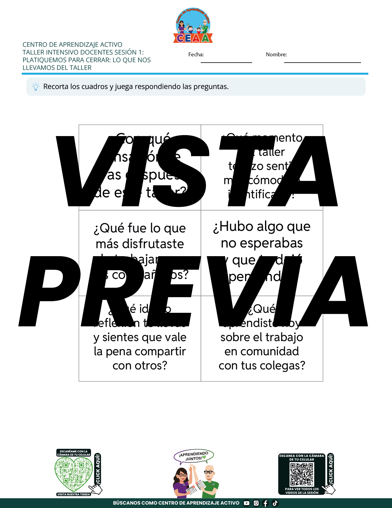 Juegos de Estudio para Imprimir Taller Intensivo Docentes Sesión 2 Enero 2026 en PDF