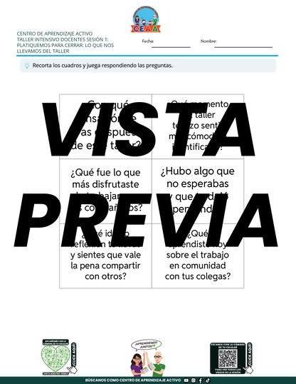 Juegos de Estudio para Imprimir Taller Intensivo Docentes Sesión 2 Enero 2026 en PDF