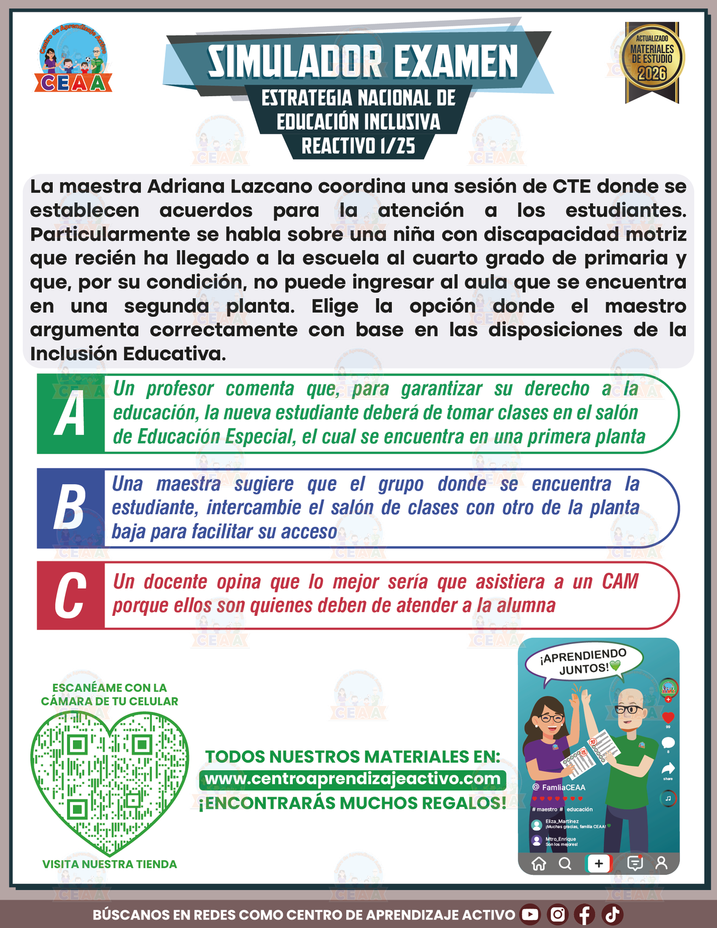 Simulador de Examen - Estrategia Nacional de Educación Inclusiva en PDF