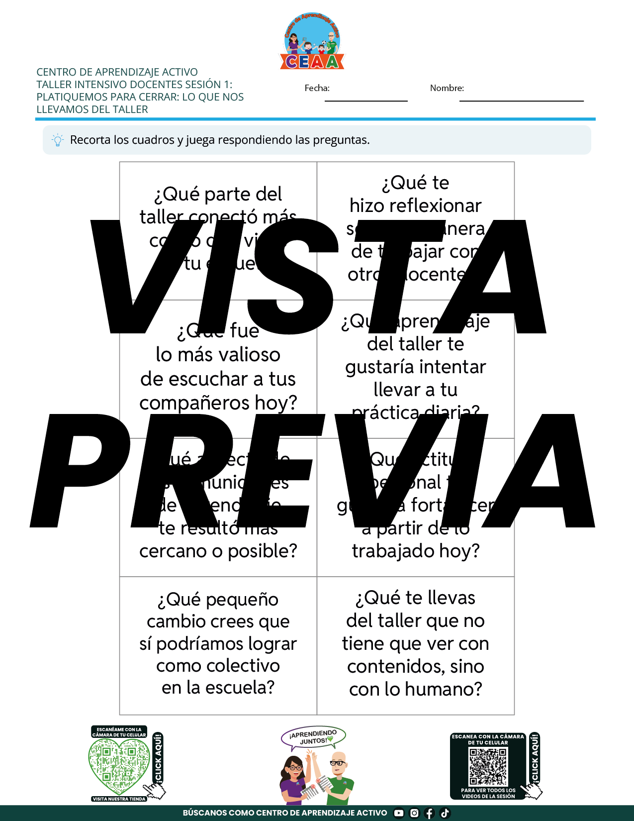 Juegos de Estudio para Imprimir Taller Intensivo Docentes Sesión 2 Enero 2026 en PDF