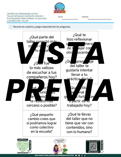 Juegos de Estudio para Imprimir Taller Intensivo Docentes Sesión 2 Enero 2026 en PDF