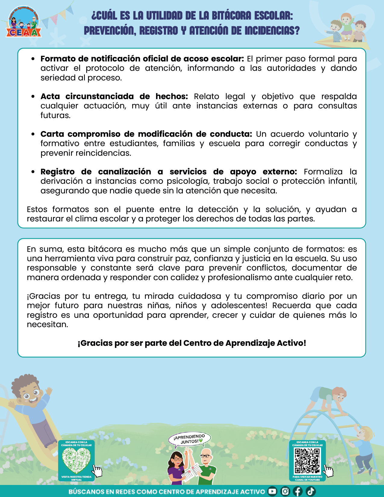 BITÁCORA PARA LA PREVENCIÓN, REGISTRO Y ATENCIÓN DE INCIDENCIAS Y ACOSO ESCOLAR en PDF