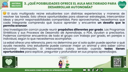 Resumen CTE del Tema 3 Educación Multigrado: AUTONOMÍA PARA APRENDER EN EL AULA ¿CÓMO ACOMPAÑAR DECISIONES, COLABORACIÓN Y RESPONSABILIDAD EN EL APRENDIZAJE? en PDF