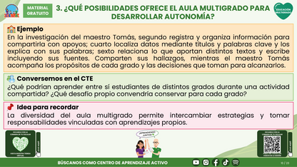 Resumen CTE del Tema 3 Educación Multigrado: AUTONOMÍA PARA APRENDER EN EL AULA ¿CÓMO ACOMPAÑAR DECISIONES, COLABORACIÓN Y RESPONSABILIDAD EN EL APRENDIZAJE? en PDF