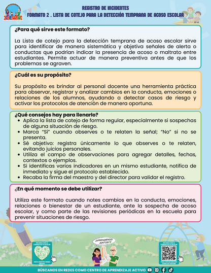 BITÁCORA PARA LA PREVENCIÓN, REGISTRO Y ATENCIÓN DE INCIDENCIAS Y ACOSO ESCOLAR en PDF