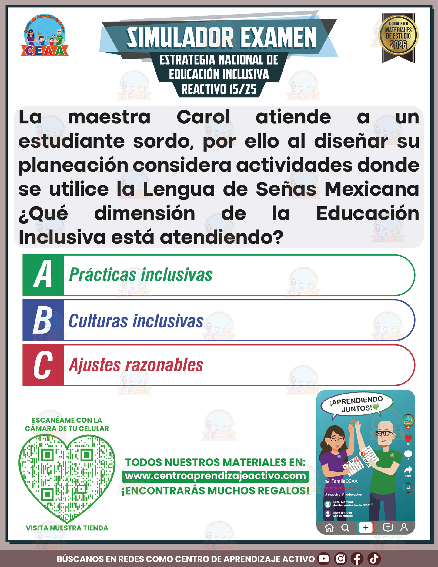 Simulador de Examen - Estrategia Nacional de Educación Inclusiva en PDF
