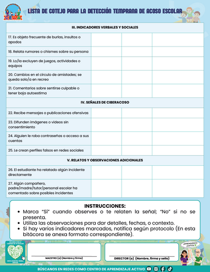 BITÁCORA PARA LA PREVENCIÓN, REGISTRO Y ATENCIÓN DE INCIDENCIAS Y ACOSO ESCOLAR en PDF