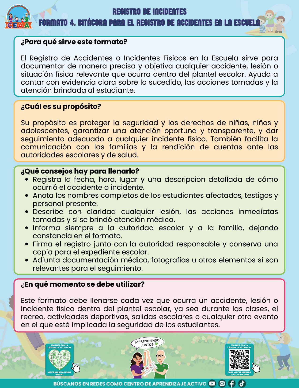 BITÁCORA PARA LA PREVENCIÓN, REGISTRO Y ATENCIÓN DE INCIDENCIAS Y ACOSO ESCOLAR en PDF